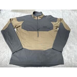Men's Long Sleeved R1 Field 1/4 Quarter Zip Jacket Size Medium Ash Tan Polartec